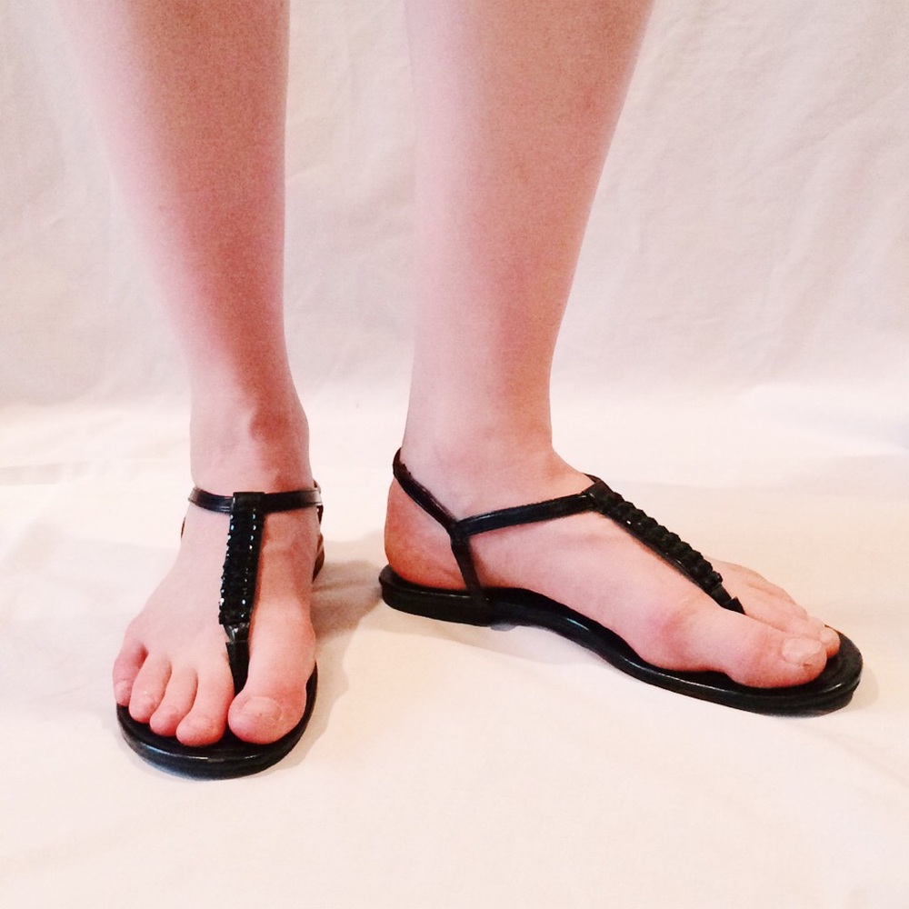 Black Thong Sandals.